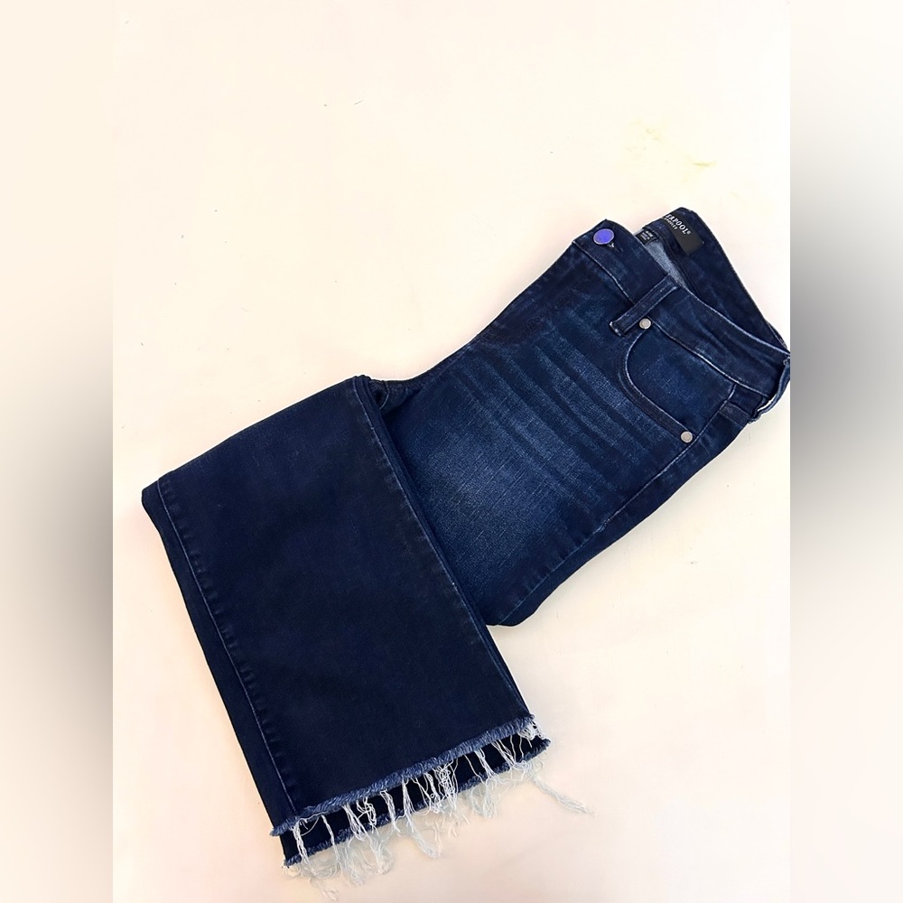 Liverpool Los Angeles Dark Wash Frayed Hem Straight Jeans W28 - Picture 5 of 8